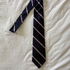 Brooks Brothers Men's Silk Neck Tie, Repp Navy with Purple and White Stripes NWT